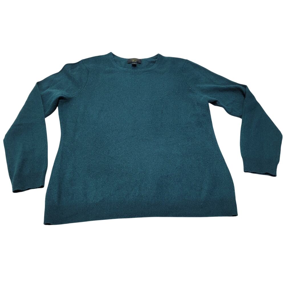 Charter Club 100% cashmere sweater luxury green blue XL minimalist crew neck
